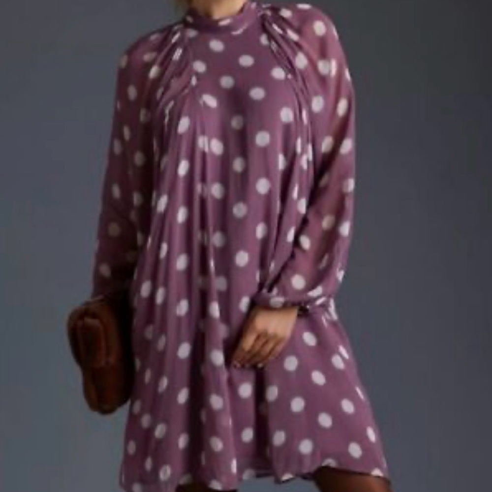 Anthropolgie Polka Dot Long Sleeve Dress